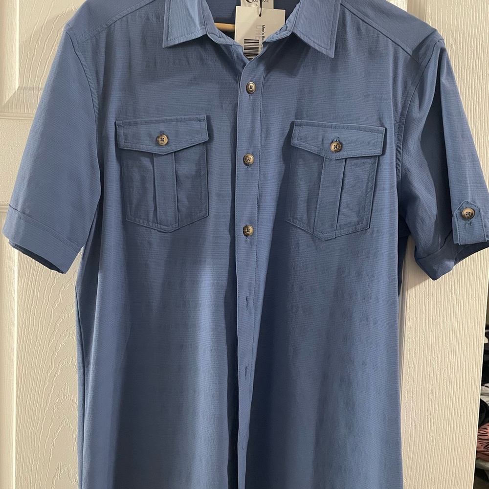 Men's Blue Short Sleeve Shirt